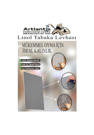 Linol Baskı Seti 1 Paket A3 30x40 Cm Linolyum Tabaka Gri Linol Oyma Seti 5 Bıçaklı Rulo Fırça Mürekkep Linol Baskı Seti Siyah