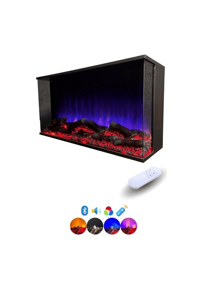 Arif Şömine Dekoratif Elektrikli Şömine - 100x30x25 Cm - Kumanda, Bluetooth Hoparlör Ve Odun Sesi