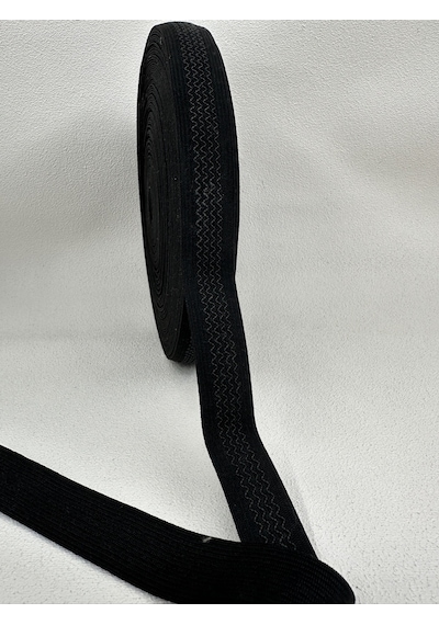 2.5 Cm Zigzaglı Model Örme Lastik-siyah-5 Metre