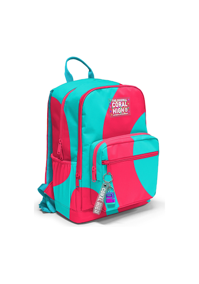 Coral High Neon Mercan Turkuaz Desenli Okul Sırt Çantası 23685 Neon Mercan