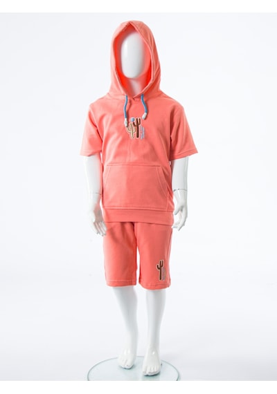 Xo Kids Erkek Çocuk Yazlık 2li Alt Üst Takım Tişort + Şort 2-7 Yaş 3221 Coral