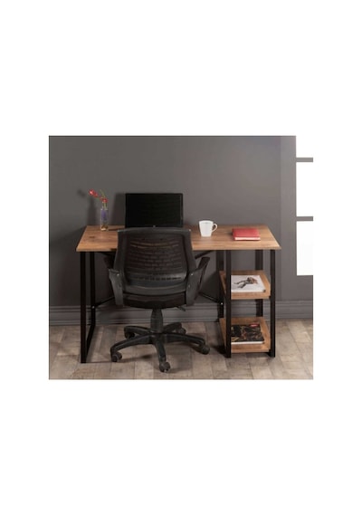 Ahsap Metal Çalisma Masasi Ofis, Bilgisayar, Laptop Kahverengi 114x53x70 Cm
