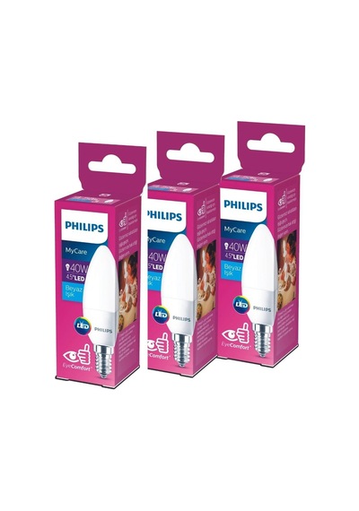 Philips E14 40W Mum Led Ampul Beyaz Işık 3'lü