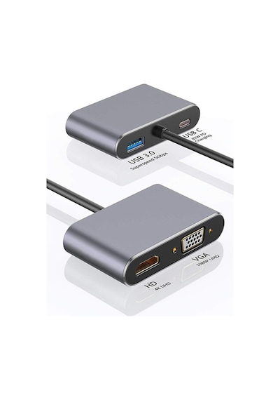 Type C Görüntü Dönüştürücü Adaptör 4k Hdmı Vga Usb 3.0 Pd Çoklayıcı Hub Projeksiyon Uyumlu