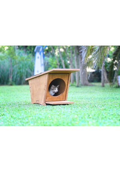 MANDU Ahşap Mini Kedi Evi (Yeni Doğan evi)