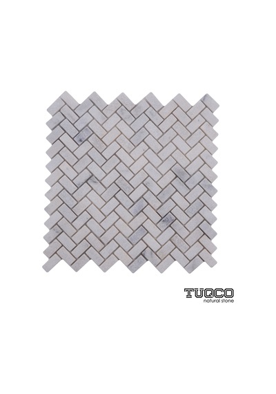 TUQCO Doğaltaş Herringbone Carrara Eskitme Mermer Mozaik