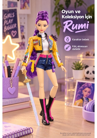 K-pop Demon Hunters Rumi How It's Done Bebek Huntr/x Saingeom Aksesuarlı - 29.2 Cm