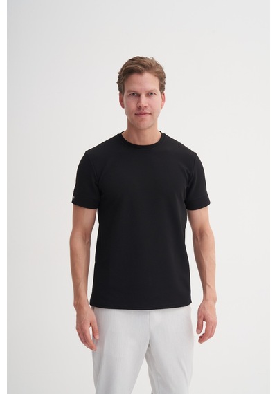 Cazador Slim Fit Erkek Premium Spor Basıc İnce Tshirt 42020 Siyah