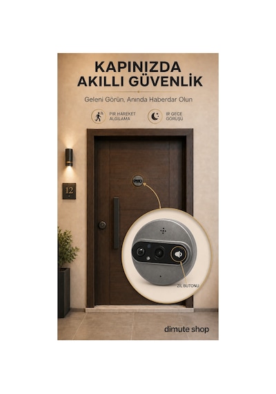 Wifi Kameralı Akıllı Kapı Zili 1080p Görüntülü Dürbün Uzaktan Kontrollü Cmr101 - 904830553