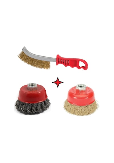 3 Parça Çanak Spiral Çelik Tel Fırça Burgu Çelik Fırça Kalın Ince