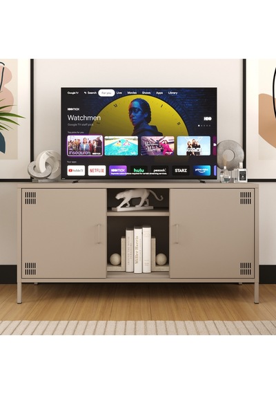 Pera Tv Ünitesi, Tv Dolabı,2 Kapaklı, Açık Raflı 130,50 X 40 X 64,50 Cm Bej