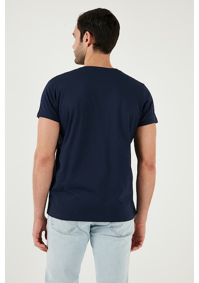 Buratti Pamuklu Slim Fit Bisiklet Yaka Erkek T Shirt 541Balance Açık Lacivert
