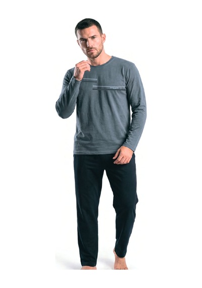 Pierre Cardin 6152 Erkek Uzun Kollu Bisiklet Yaka Pijama Takımı -gri