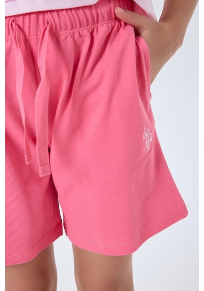 U.S. Polo Assn. Kız Çocuk 2 Li Şort T-şhirt Takım Koyu Pembe-2331 Koyu Pembe