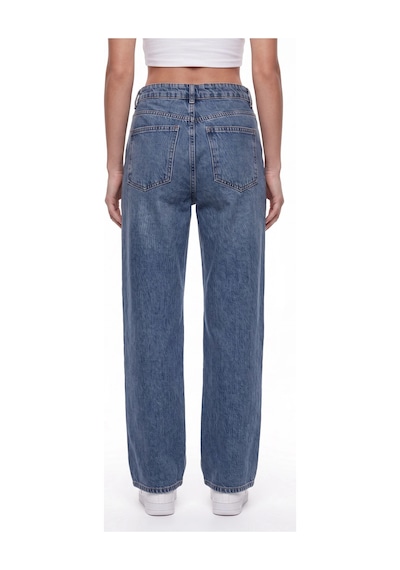 CEMO Kadın Yüksek Bel Wide Leg Jean Pantolon Mavi