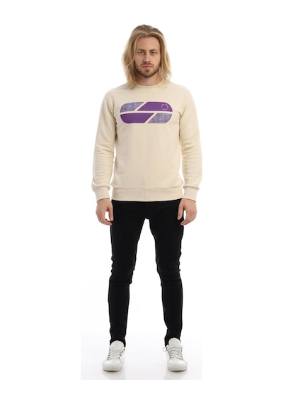 Polostate Erkek Polo State Baskılı Bisiklet Yaka Sweat Ekru