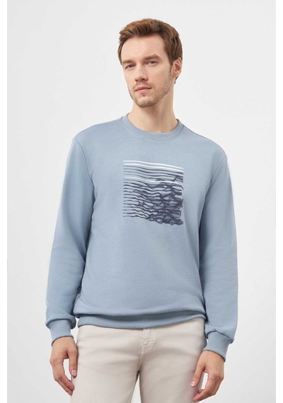 Morven Erkek Mavi Trend Bisiklet Yaka Sweat-shirt 25ks063006300 Mavi Mavi