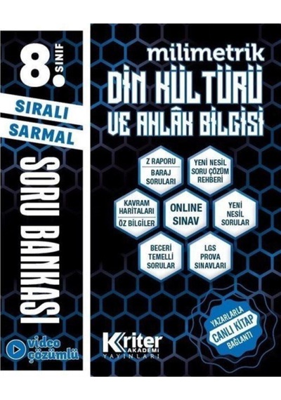 LGS Sıralı Sarmal Milimetrik Din Kültürü ve Ahlak Bilgisi Soru Bankası - Osman Karson - Kriter Akademi Yayınları