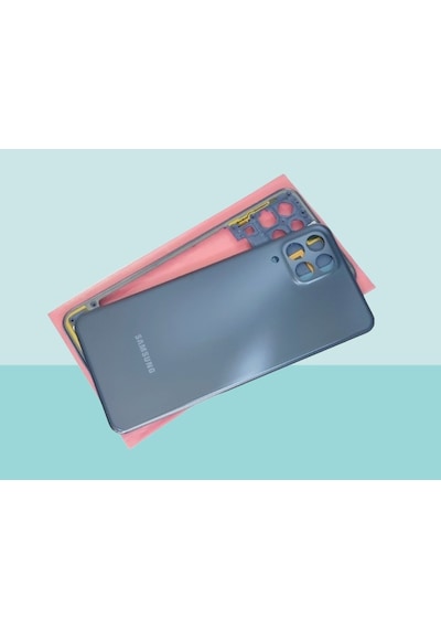 Tkgz - Samsung Galaxy Uyumlu M33 Full Kasa Arka Kapak Batarya Kapağı - Mavi Çok Renkli
