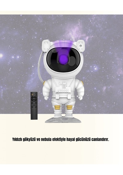 Astronot Projeksiyon Lambası, Bluetooth, Dahili Sesli