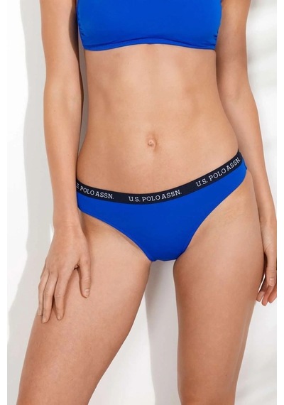 U.S. Polo Assn. Kadın Saks Mavi Kalın Kenarlı Lastikli Bikini Alt Saks Mavi