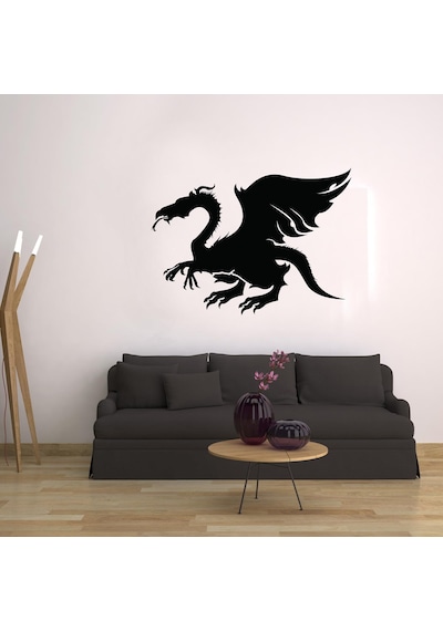 Ejderha Folyo Sticker Derstv702 20cm Uzunluk Siyah