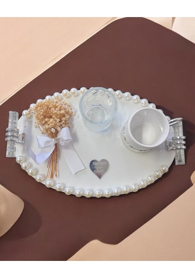 Lustre İncili Söz Nişan Tepsisi Gümüş
