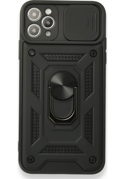 Apple Uyumlu iPhone 11 Pro Max Kılıf Pars Lens Yüzüklü Standlı Silikon Kılıf