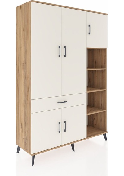 Hyperion Dolap 10 Raflı Tek Çekmeceli 5 Kapaklı 132x44x195 Çam-aytaşı/aytaşı Aytası/aytası