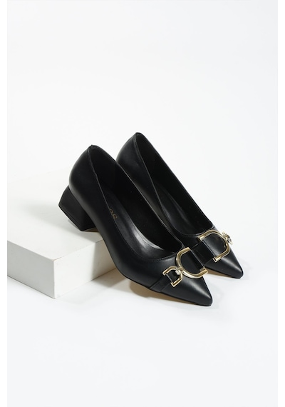 Duxal Shoes Lydia Siyah Toka Detay Kadın Topuklu Ayakkabı Siyah