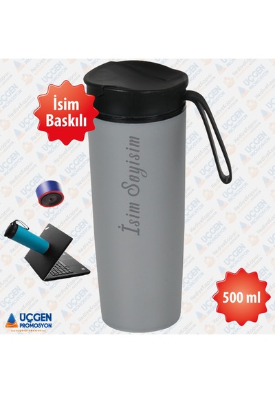 500ml Kişiye Özel Devrilmez Paslanmaz Çelik Termos Bardak  Beyaz