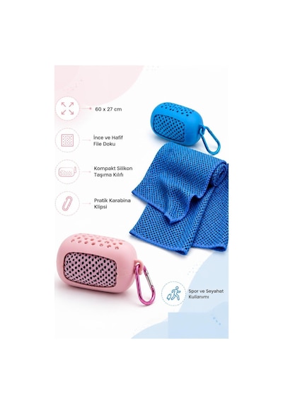 Sporcu Havlusu 60 X 27 Cm, Anahtarlıklı Taşıma Kutulu Kompakt Fitness Ve Seyahat Havlusu, Asorti Renk Diğer