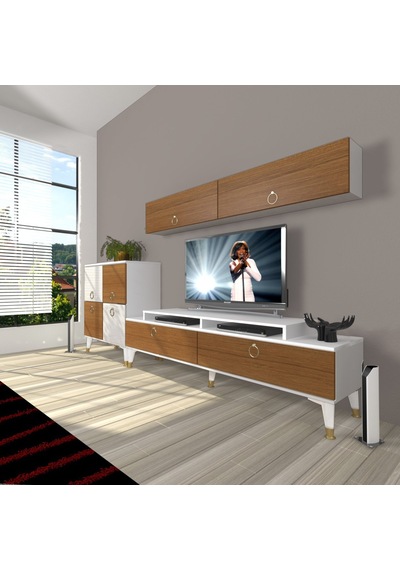 Decoraktiv Ekoflex 6y Mdf Gold Tv Ünitesi Tv Sehpası Beyaz - Ceviz Decoraktiv Ekoflex 6y Mdf Gold Tv Ünitesi Tv Sehpası Beyaz - Ceviz