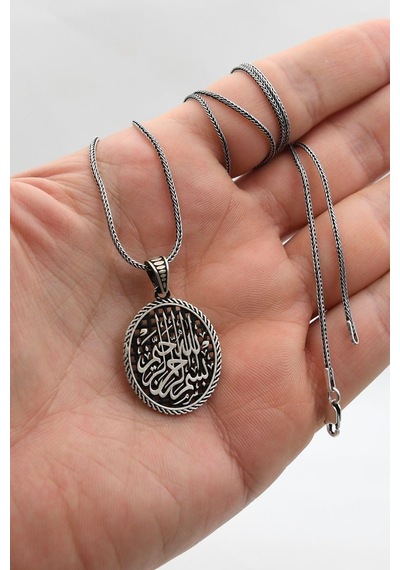 Bismillahirrahmanirrahim - Besmele Yazılı 925 Ayar Gümüş Kolye Zincir 902385 Gümüş