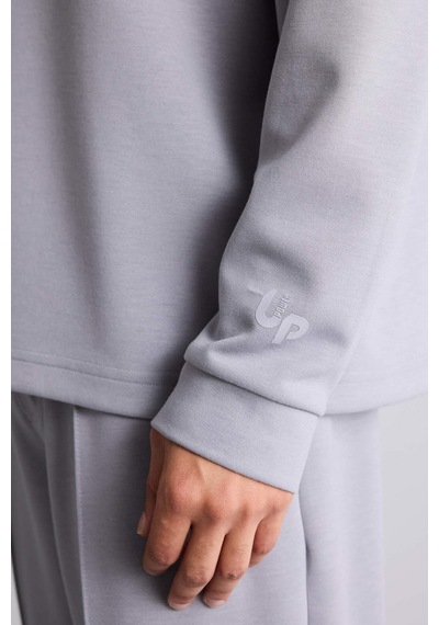 Defacto Boxy Fıt Skuba Dalgıç Kumaş Sweatshirt G6288ax25wngr445 Gri-gr445