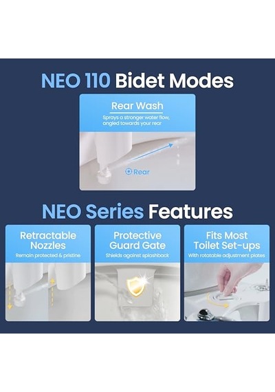 Neo 110 Taze Su Elektriksiz Mekanik Bide Klozet Kapağı Sabitlemesi Ve Beyaz Çok Renkli
