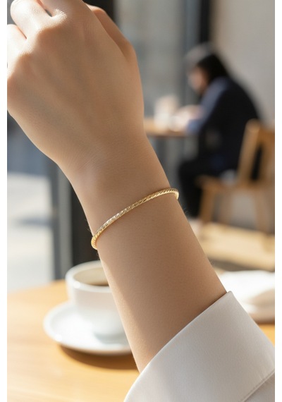 Cm Gold Renk Lazer Kesim Model 65 Mm Bilezik - Lisinya Altın