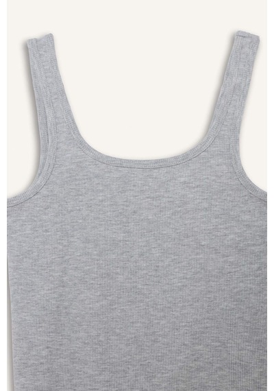 Defacto Slim Fit Dar Kesim Basic Düz Yuvarlak Yaka Fitilli Kaşkorse Atlet E5540ax26spgr93 Gri-gr93