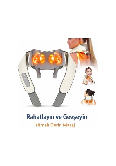 Isıtmalı Boyun Ve Omuz Masaj Aleti Derin Yoğurma Masajlı Masaj Cihazı Model Teeknelerr Çok Renkli