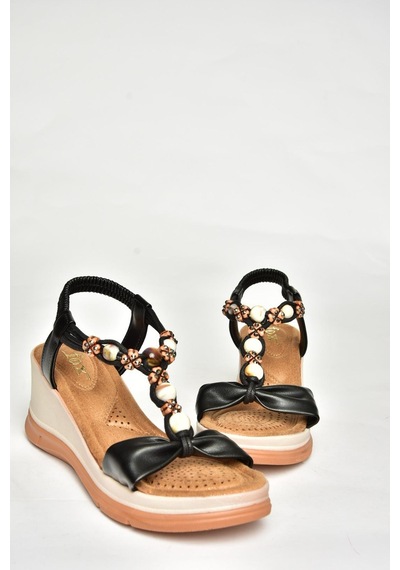 Fox Shoes U258924409 Siyah Dolgu Tabanlı Kadın Sandalet Siyah
