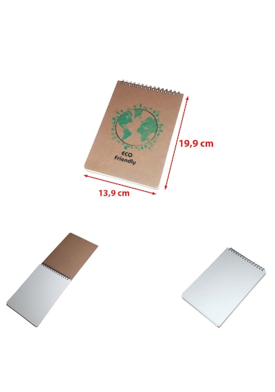 Üstten Metal Spiralli 100 Yaprak Çizgisiz Not Defteri Çevre Dostu Bloknot Ebat: 19,9 Cm X 13,9 Cm Kahverengi