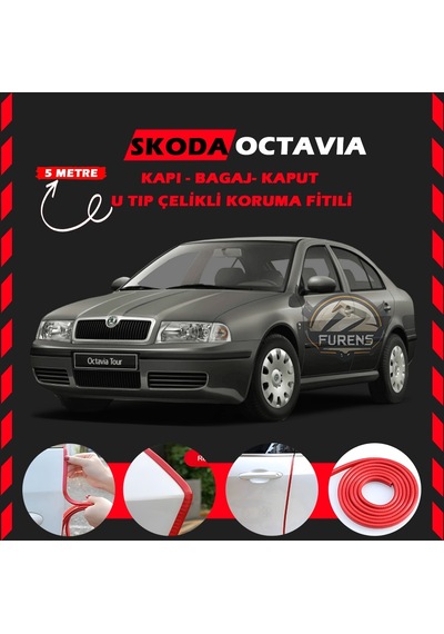 Skoda Octavia Oto Araç Kapı Koruma Fitili 5 Metre Parlak Kırmızı Renk