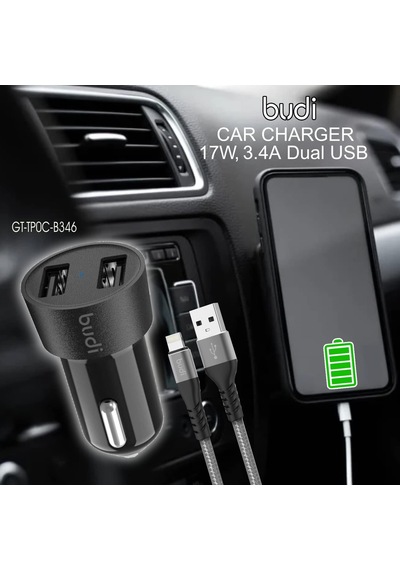 Cc622bs 17w 3.4a Dual Port Usb Araç Şarj Cihazı - Kompakt Ve Hafif Çift Usb Girişli Araç Şarj Aleti
