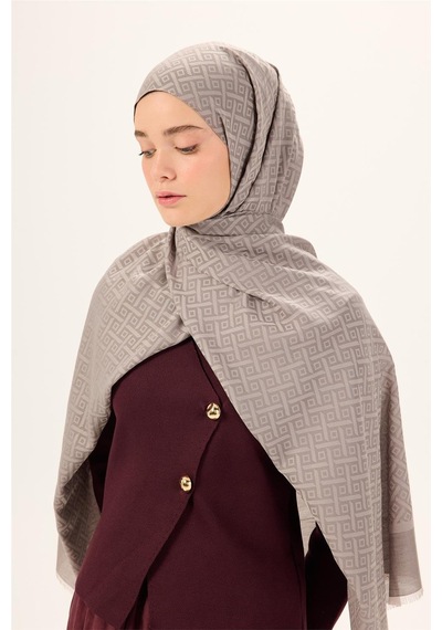 Silk Home Pamuk Polyester Liva Şal Açık Gri Desenli Dokulu Nefes Alan 90x200 Çok Renkli
