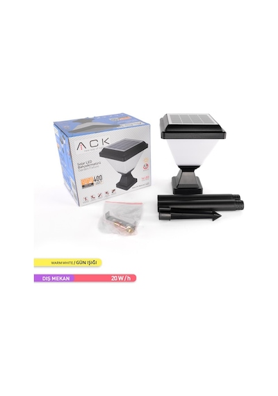 Ack Solar Led Bahçe Armatürü 3000K  Set Üstü Ve Kazıklı
