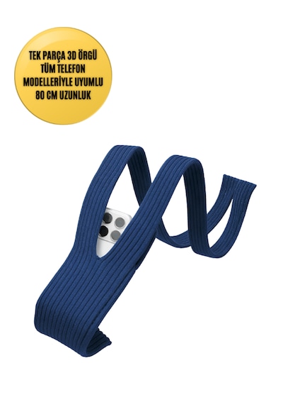3d Örgü Phone Pocket Tüm Telefonlarla Uyumlu Telefon Askı Kılıfı 80 Cm Lacivert