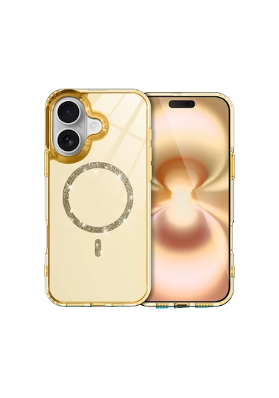 Newface Apple İphone 16 Plus Live Diamond Magsafe Kapak - Sarı