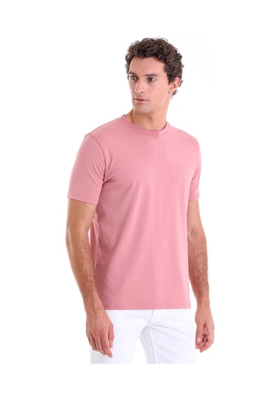 Hatemoğlu Pembe Regular Fit Düz Pamuklu Bisiklet Yaka Triko Tişört Pembe
