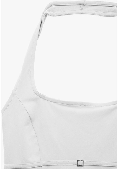 Koton Toka Detaylı Slim Fit Kolsuz Halter Yaka Bluz Ekru 6sal30306ık