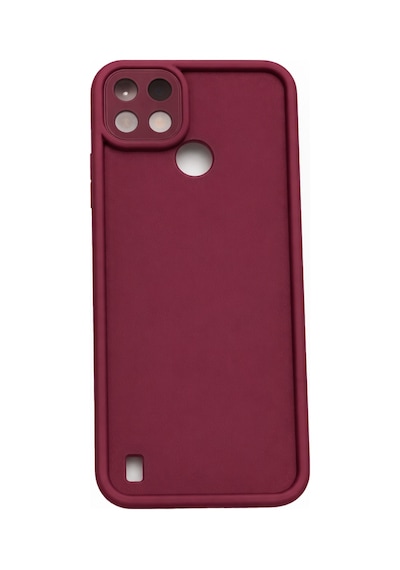 Realme C21y Ve Realme C25y Uyumlu Kamera Çıkıntılı Mat Silikon Telefon Kılıfı Bordo